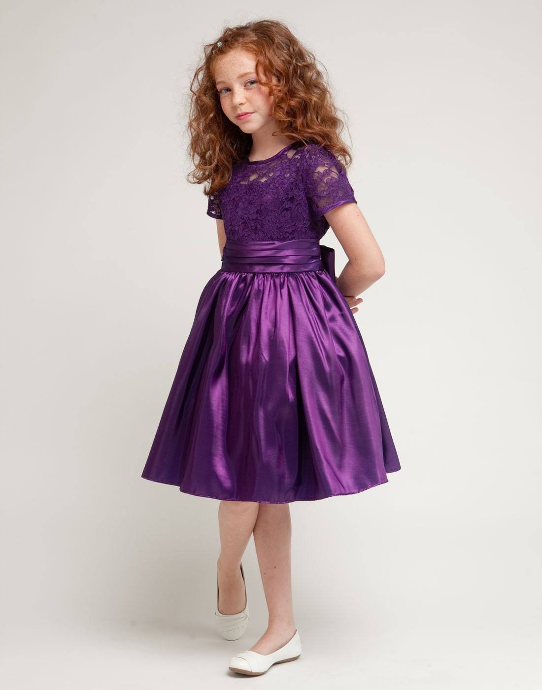 Buy Flower Girl Dress Lace and Glistening Taffeta Knee length