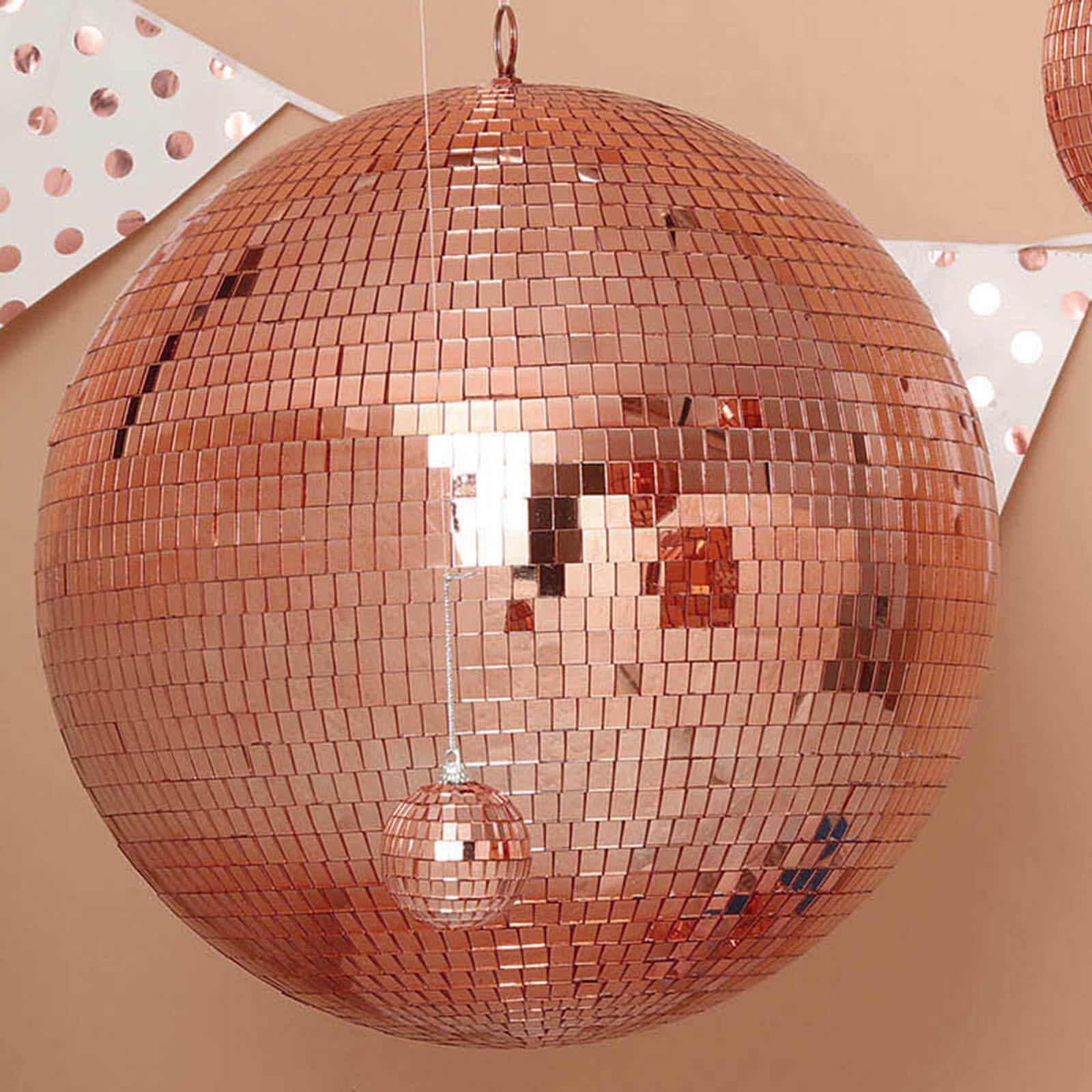 Buy 20 Rose Gold Disco Mirror Ball - Large Disco Ball with Hanging Swivel  Ring at Tablecloth Factory