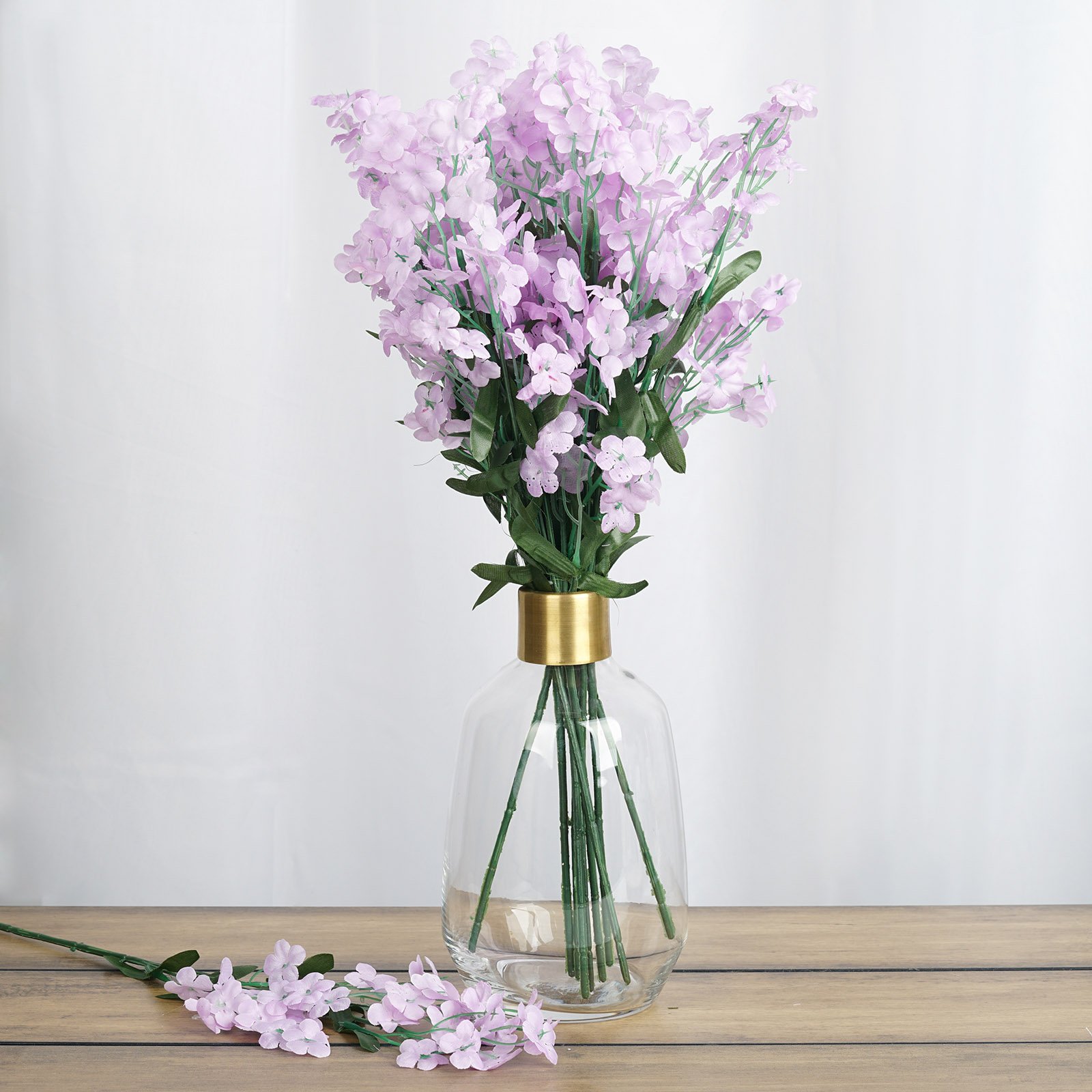 thumbnail image 2 of LFP 5.5″ Small Purple Silk Baby's Breath Flower Arrangement – Stone Base – Made In USA 2 of 2
