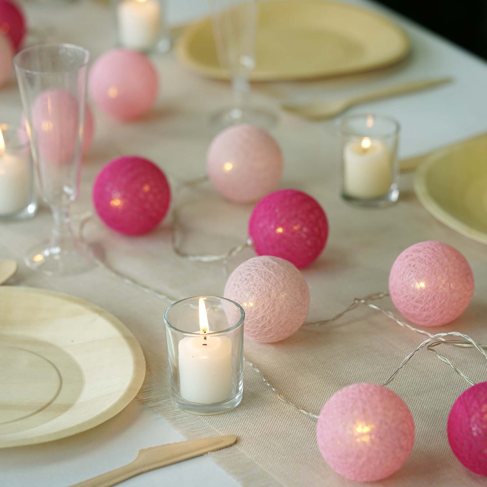 TableclothsFactory Cotton Ball String Lights - Thumbnail 5